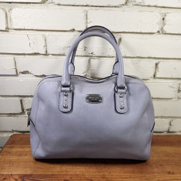 Michael Kors Light Gray Leather Handbag Purse - Picture 2 of 12